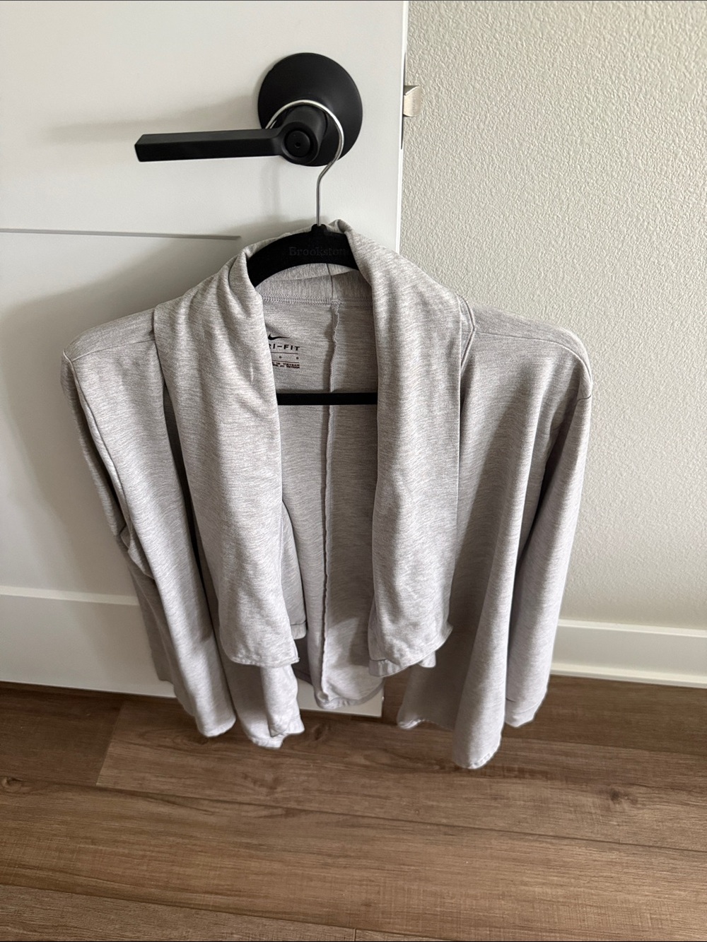 Nike Dri-Fit Light Gray Draped Open-Front Cardigan